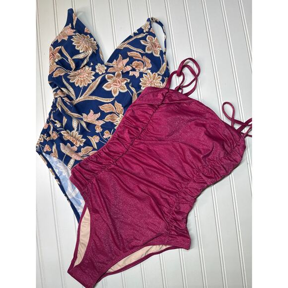 NWT Cupshe Ruched Tummy Control One-Piece Beach Swim Surf Paddle BUNDLE Size S - Picture 2 of 7